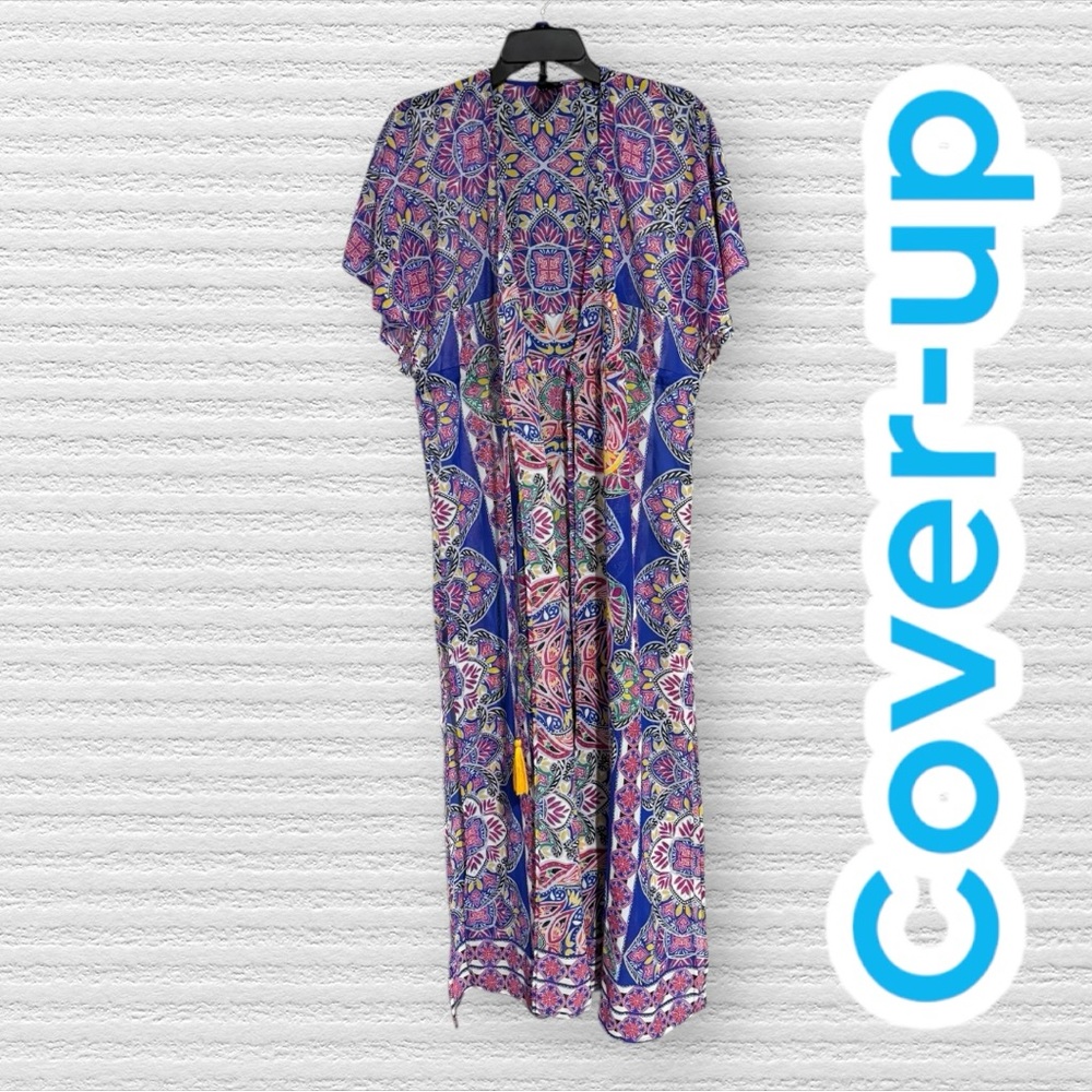 EXPRESS Floral Blue Cover-Up Dress One Size